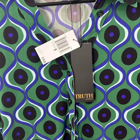 Truth by Republic retro print button front shirt M - Picture 4 of 9